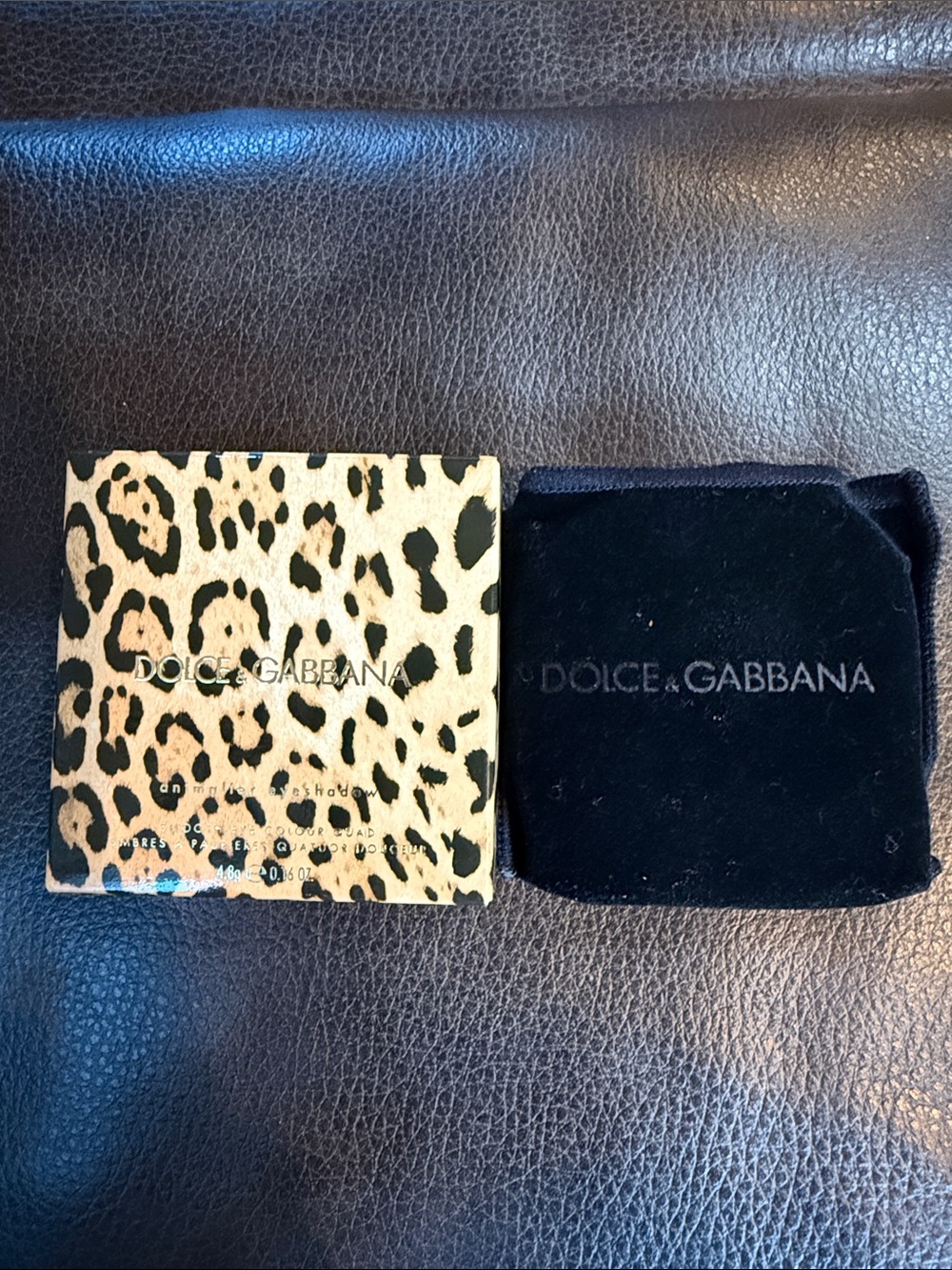 Dolce & Gabbana Leopard Print Compact Pouch with Black Velvet Sleeve